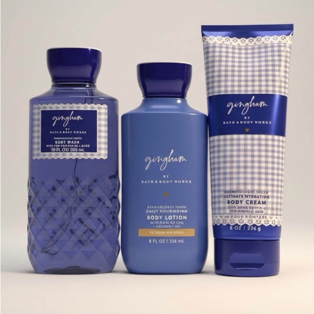 Bath & Body Works Gingham Blue Body Lotion & Cream Set $13 each!